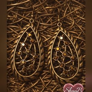 Gold Brass Teardrop Earrings